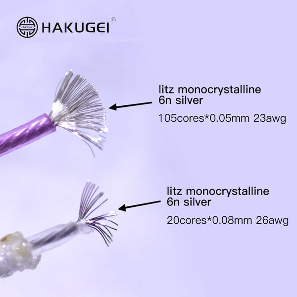 Luna - 6N Pure silver Mono Crystal Litz 8 wire IEM cable - Hakugei